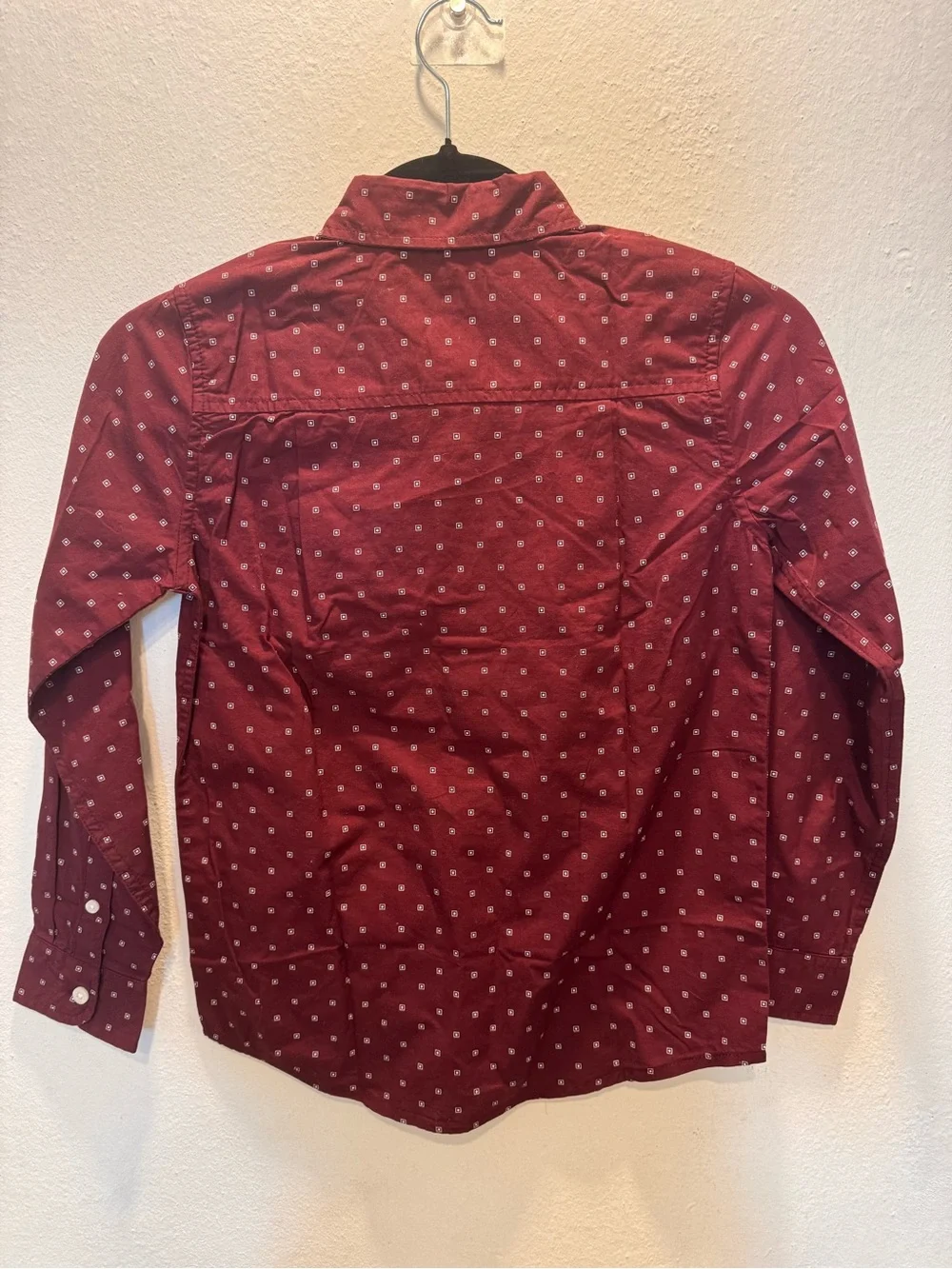 The Children's Place Burgundy Button-Down Shirt with Micro Dot Print
